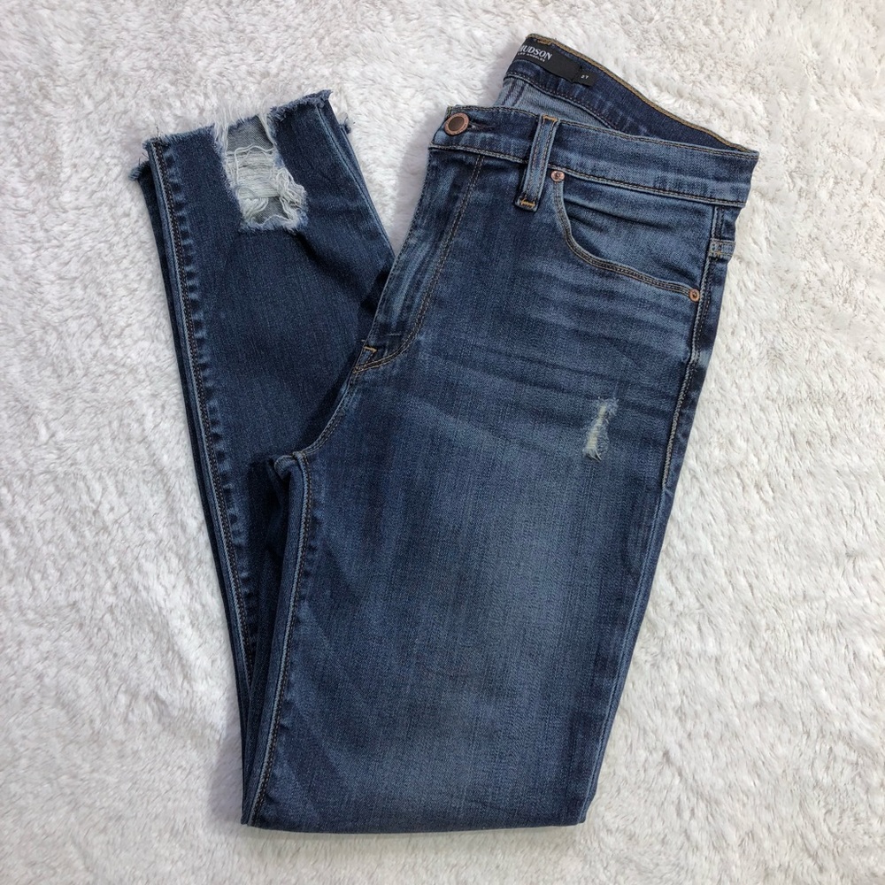 Hudson Barbara Super Skinny Distressed Jeans